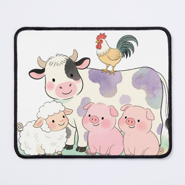 Item preview, Cute Watercolor Farm Animals - Nursery Art with Cow, Sheep, Pigs and Rooster designed and sold by AZABSTORE.