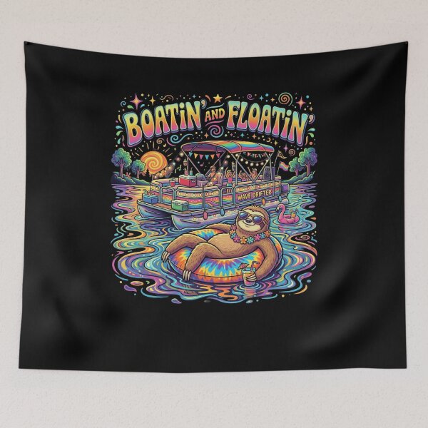 Item preview, BOATIN' AND FLOATIN' Sloth Pontoon Lake Party designed and sold by snowry.