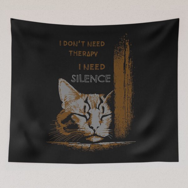 Item preview, I Don’t Need Therapy, I Need Silence – Calm Cat Illustration designed and sold by zoliartdesign.