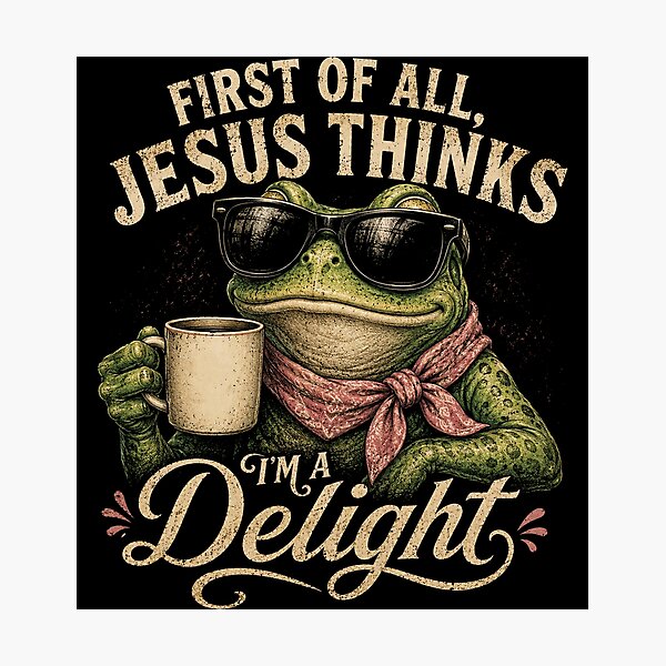 Item preview, Frog First of All Jesus Thinks I'm A Delight designed and sold by Kladhadredo.