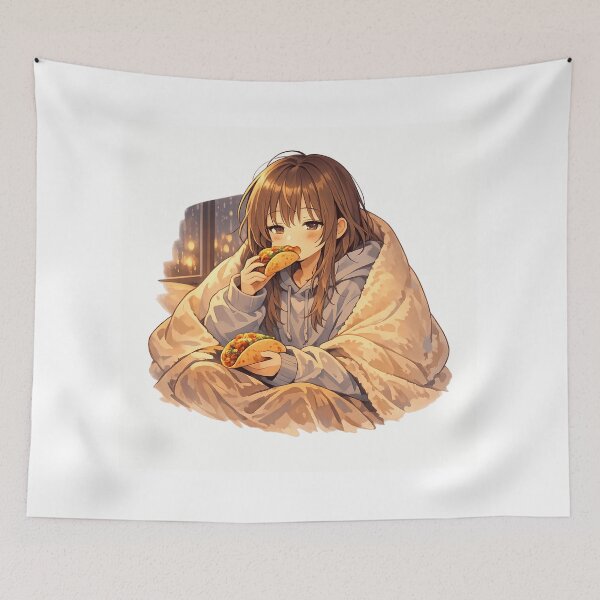 Item preview, Anime Girl Eating Tacos – Cozy Night designed and sold by AMICO77.