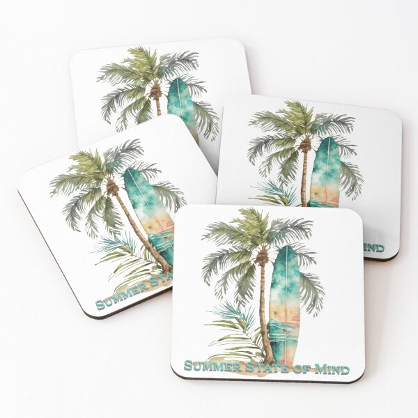 Item preview, Summer State of Mind - Tropical Surfboard and Palm Tree Watercolor designed and sold by MagySale.