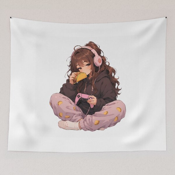 Item preview, Anime Girl Eating Tacos – Gamer Mood designed and sold by AMICO77.