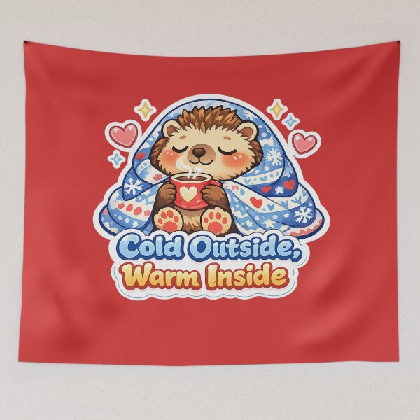 Item preview, Cold Outside Warm Inside Cute Hedgehog Cozy Blanket designed and sold by Xemora.