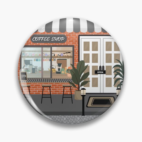 Item preview, ​Modern Brick Coffee Shop Illustration designed and sold by HBBS DESIGNS.