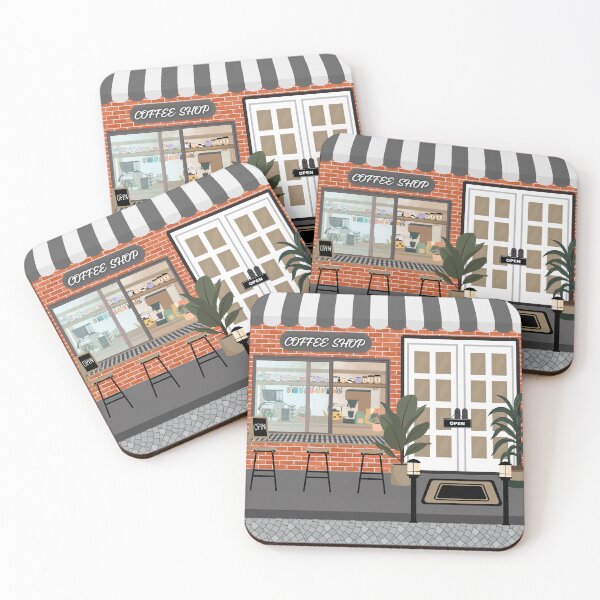 Item preview, ​Modern Brick Coffee Shop Illustration designed and sold by HBBS DESIGNS.