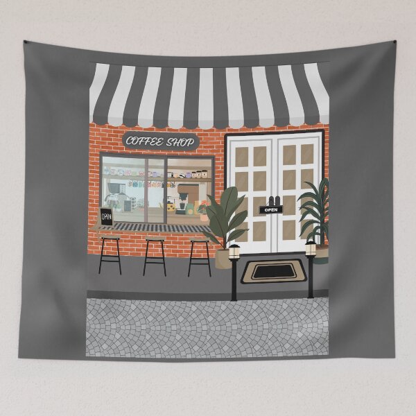 Item preview, ​Modern Brick Coffee Shop Illustration designed and sold by HBBS DESIGNS.
