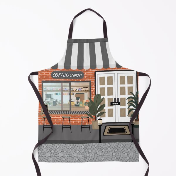 Item preview, Modern Brick Coffee Shop Illustration designed and sold by HBBS DESIGNS.