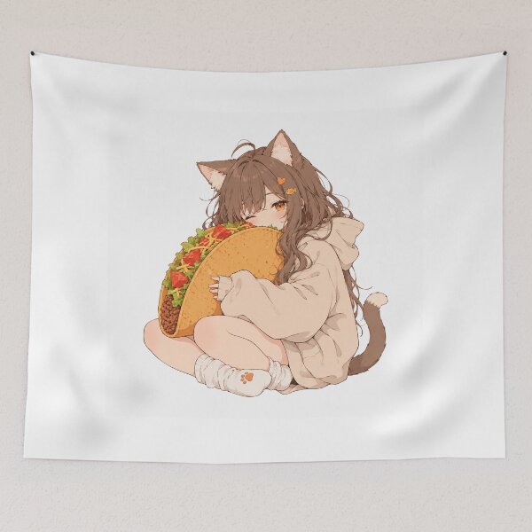 Item preview, Anime Girl Eating Tacos – Rainy Window designed and sold by AMICO77.