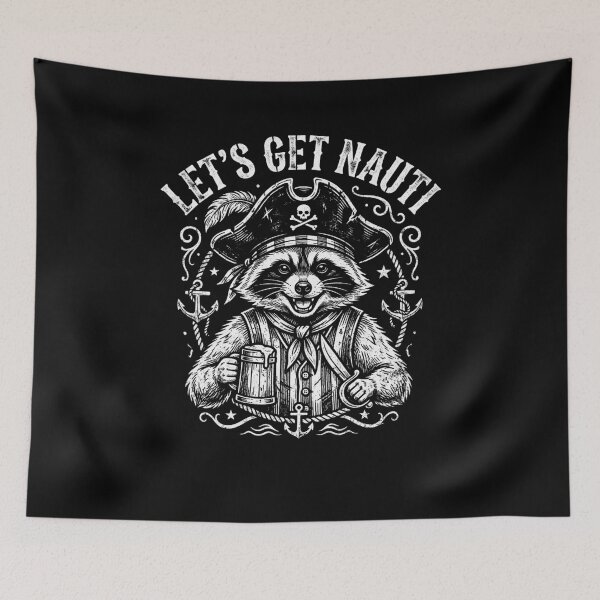 Item preview, Let's Get Nauti Raccoon Pirate Beer Drinker designed and sold by snowry.