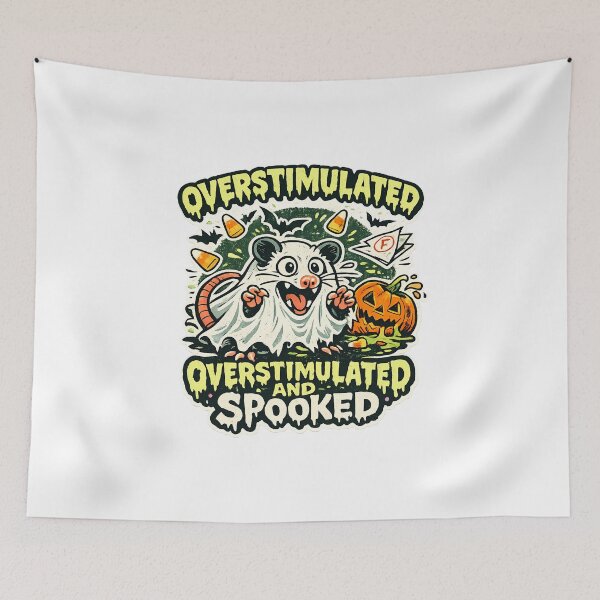 Item preview, Overstimulated Spooked Opossum Halloween Humor designed and sold by chattsuede.