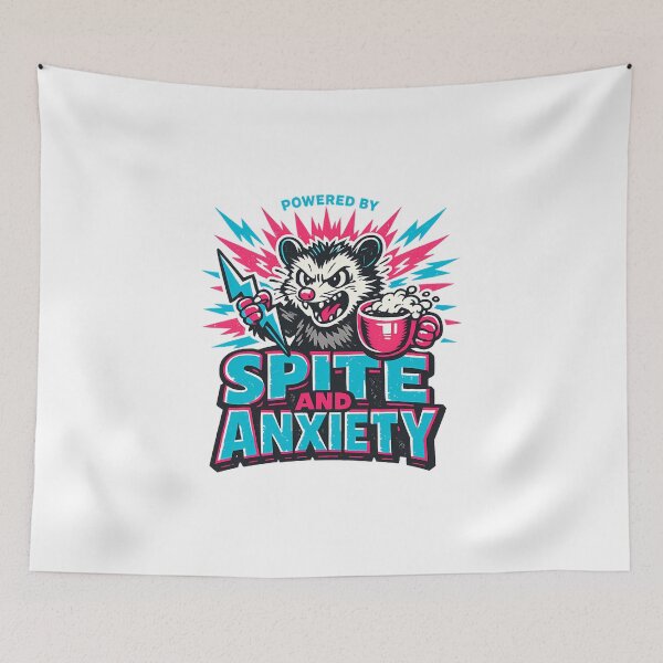 Item preview, Powered By Spite And Anxiety Opossum Coffee Humor designed and sold by chattsuede.