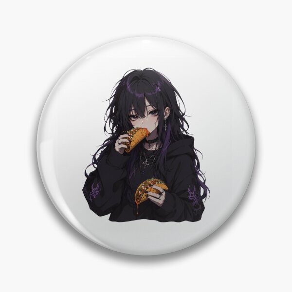 Item preview, Goth Anime Girl Eating Spicy Tacos LoFi Streetwear Art designed and sold by AMICO77.
