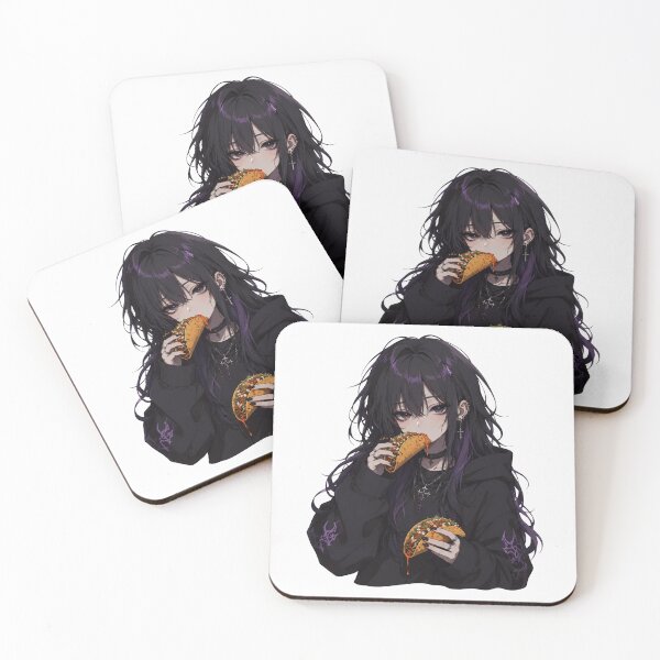 Item preview, Goth Anime Girl Eating Spicy Tacos LoFi Streetwear Art designed and sold by AMICO77.