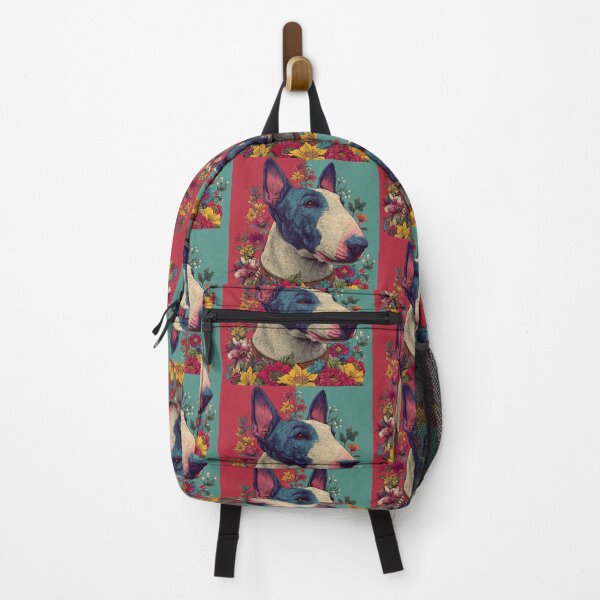 Item preview, Bull terrier puppy dog with flowers designed and sold by MendaciousMina.