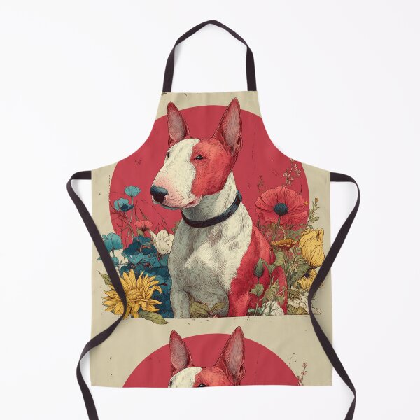 Item preview, Bull terrier puppy dog with flowers designed and sold by MendaciousMina.