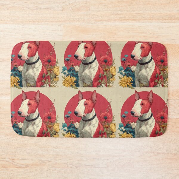 Item preview, Bull terrier puppy dog with flowers designed and sold by MendaciousMina.