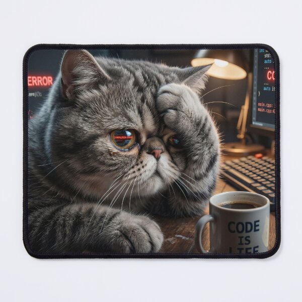 Item preview, Overworked Coding Cat at Desk designed and sold by Omni Craft .