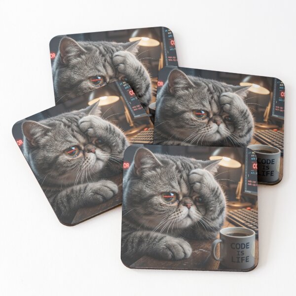 Item preview, Overworked Coding Cat at Desk designed and sold by Omni Craft .