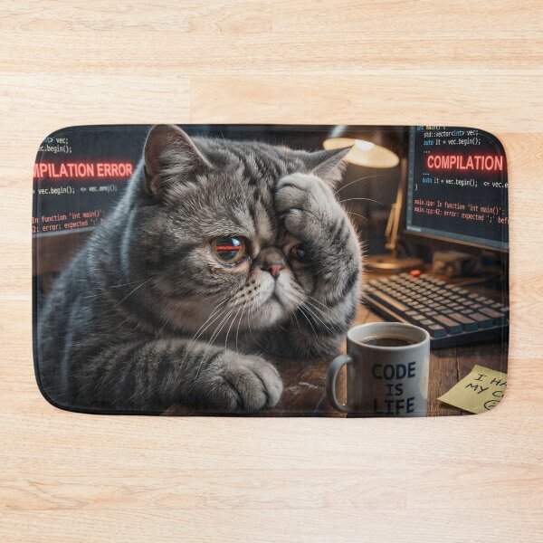 Item preview, Overworked Coding Cat at Desk designed and sold by Omni Craft .