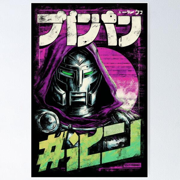 Item preview, Neon Dr.Doom Retro Poster  designed and sold by AnimeArsenalPrints.