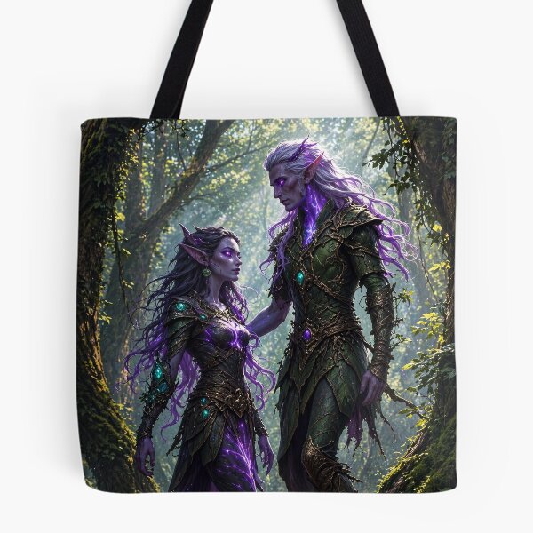 Item preview, Mystical Elf Couple in Enchanted Forest | Dark Fantasy Elf Art designed and sold by DrakariArt.