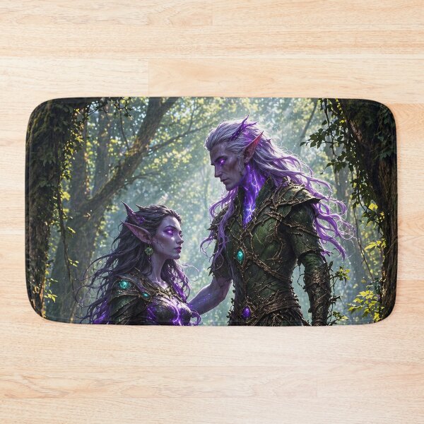 Item preview, Mystical Elf Couple in Enchanted Forest | Dark Fantasy Elf Art designed and sold by DrakariArt.