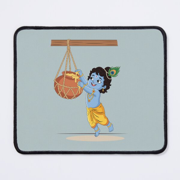 Item preview, Cute Little Lord Krishna Makhan Chor Illustration designed and sold by Surya Design Studio.