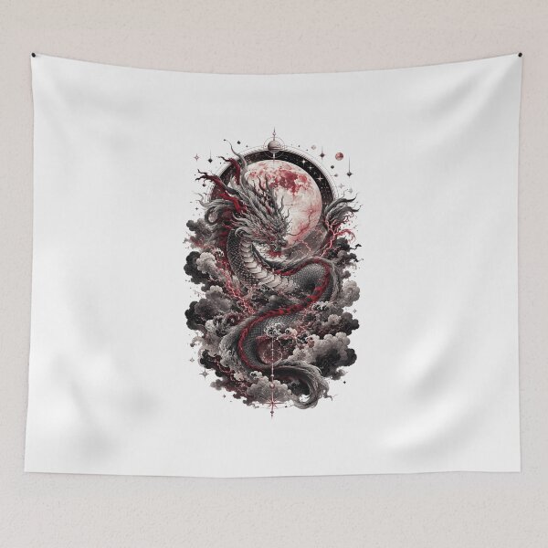 Item preview, Celestial Storm Dragon Moon Japanese Fantasy Art designed and sold by AMICO77.