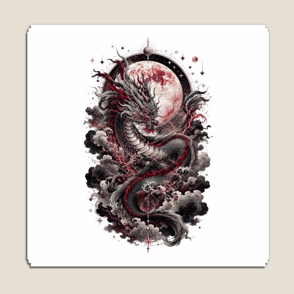 Item preview, Celestial Storm Dragon Moon Japanese Fantasy Art designed and sold by AMICO77.