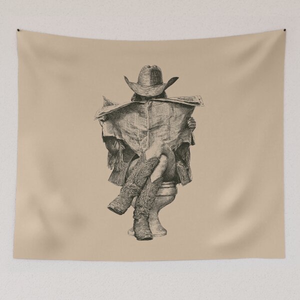 Item preview, Illustration of a cowgirl sitting on a toilet reading a newspaper designed and sold by Sketch-Shack.