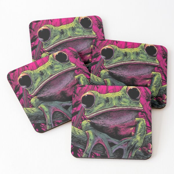 Item preview, Neon Jungle Frog Portrait designed and sold by VibeThread Studio.