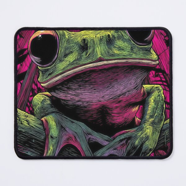 Item preview, Neon Jungle Frog Portrait designed and sold by VibeThread Studio.