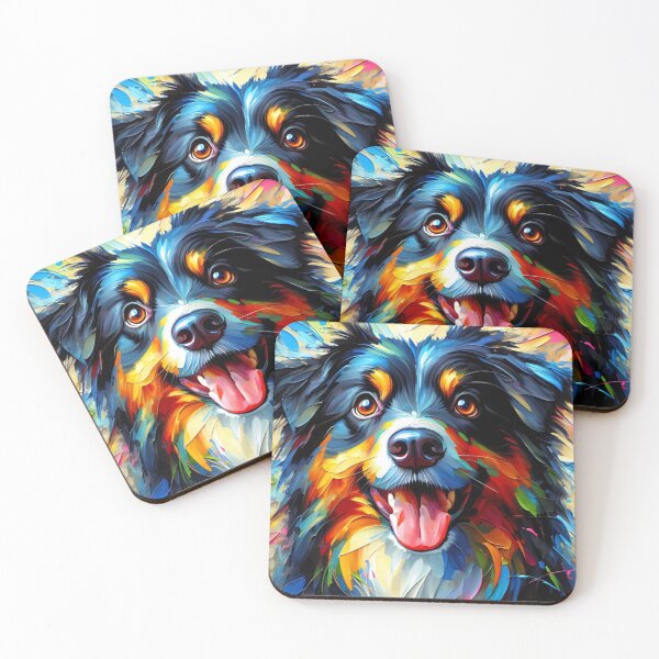 Item preview, Australian Shepherd Acrylic Art Tri-Color Aussie Portrait designed and sold by Puppy Puzzles Plus.