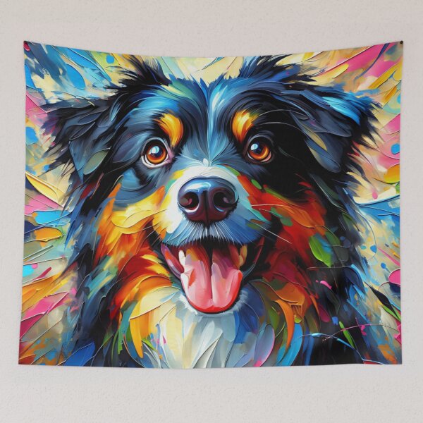 Item preview, Australian Shepherd Acrylic Art Tri-Color Aussie Portrait designed and sold by Puppy Puzzles Plus.