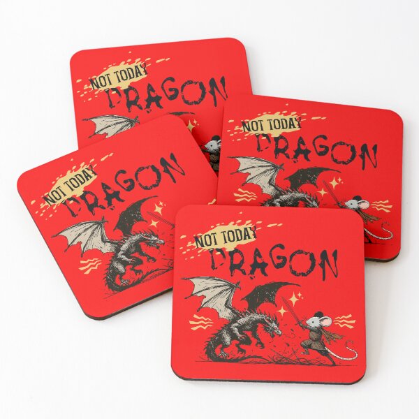Item preview, Not Today Dragon Funny Fantasy Mouse Warrior | Cute Medieval Dragon Slayer Design designed and sold by Sachie's Studio.