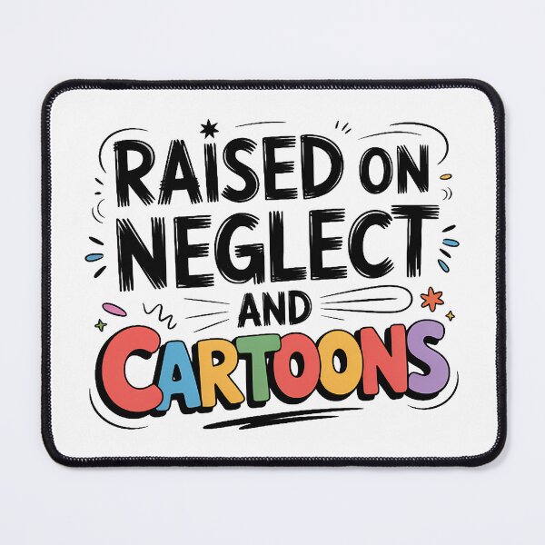 Item preview, Raised on Neglect and Cartoons Retro Colorful Typography designed and sold by CoastalEmp.