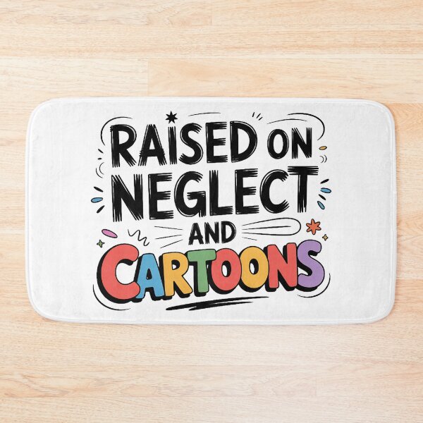 Item preview, Raised on Neglect and Cartoons Retro Colorful Typography designed and sold by CoastalEmp.