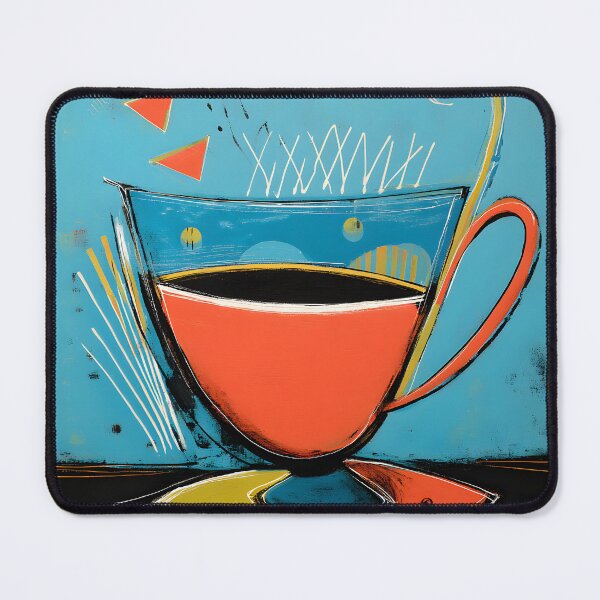 Item preview, Urban Brew Geometry - Abstract Coffee Cup in Bold Lines and Vibrant Blue Minimalist Composition designed and sold by OlfactoART Studio.