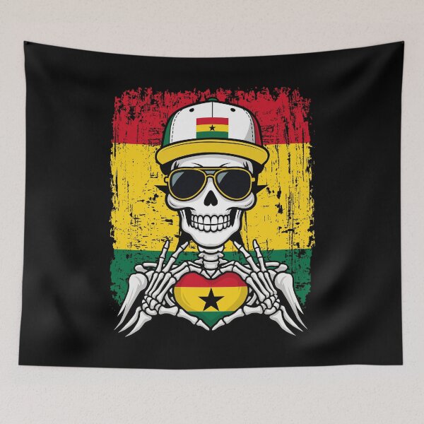 Item preview, Ghana Pride Skeleton Art Tee designed and sold by Colorful Designs.