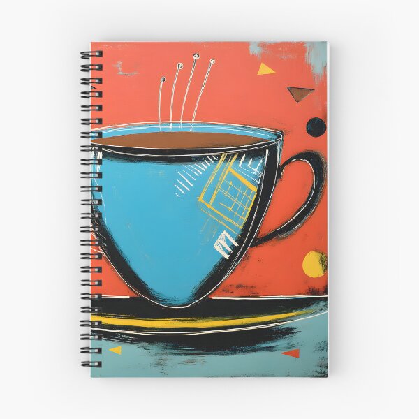 Item preview, Vibrant Blue Coffee Cup - Bold Red Background with Playful Geometric Modern Pop Art Composition designed and sold by OlfactoART Studio.