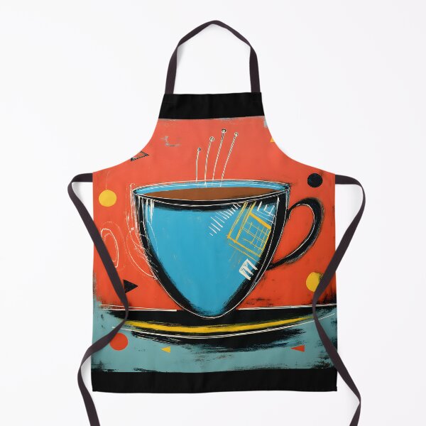 Item preview, Vibrant Blue Coffee Cup - Bold Red Background with Playful Geometric Modern Pop Art Composition designed and sold by OlfactoART Studio.