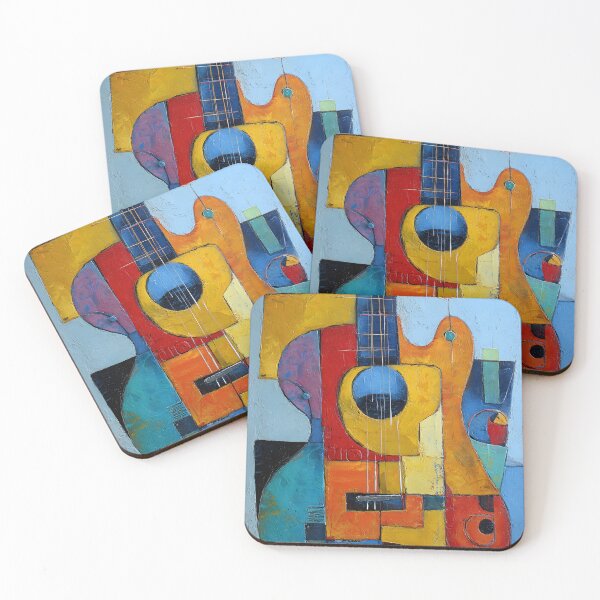 Item preview, Strike Some Chords Abstract Guitar in Geometric Rock and Roll Explosion of Color designed and sold by OlfactoART Studio.