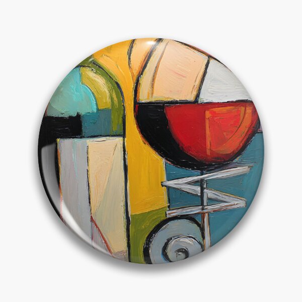 Item preview, Cubist Wine Bottle and Glass - Bold Geometric Still Life with Vibrant Modern Color Composition designed and sold by OlfactoART Studio.