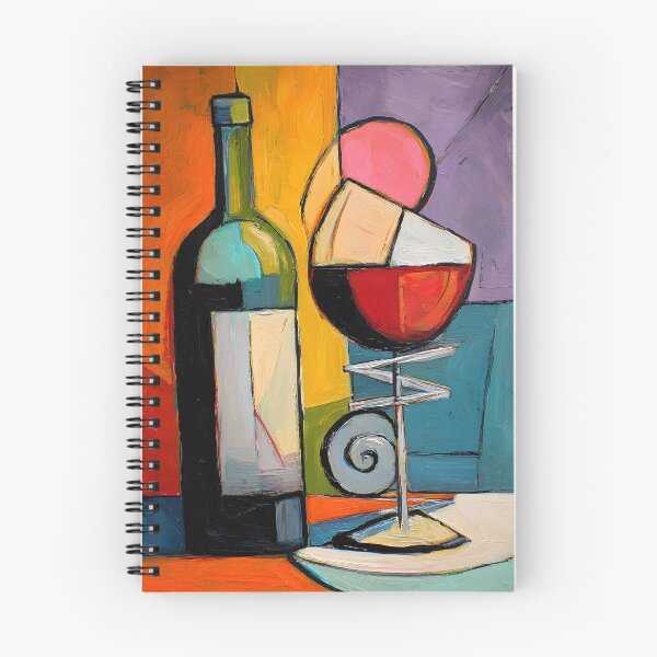 Item preview, Cubist Wine Bottle and Glass - Bold Geometric Still Life with Vibrant Modern Color Composition designed and sold by OlfactoART Studio.