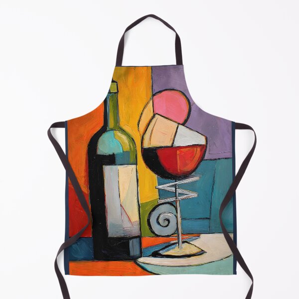 Item preview, Cubist Wine Bottle and Glass - Bold Geometric Still Life with Vibrant Modern Color Composition designed and sold by OlfactoART Studio.