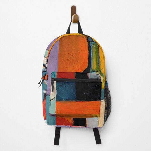 Item preview, Cubist Wine Bottle and Glass - Bold Geometric Still Life with Vibrant Modern Color Composition designed and sold by OlfactoART Studio.