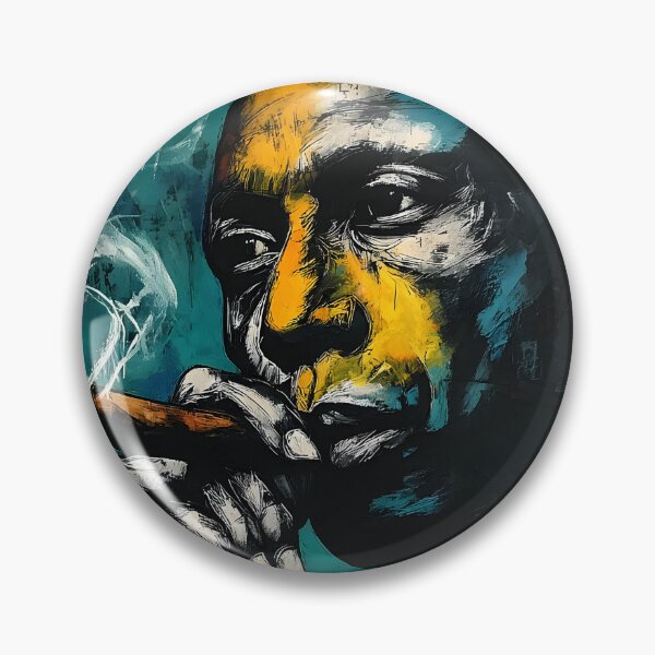 Item preview, Man Smoking Cigar - Bold Color Contrast Portrait with Atmospheric Smoke and Modern Expression designed and sold by OlfactoART Studio.
