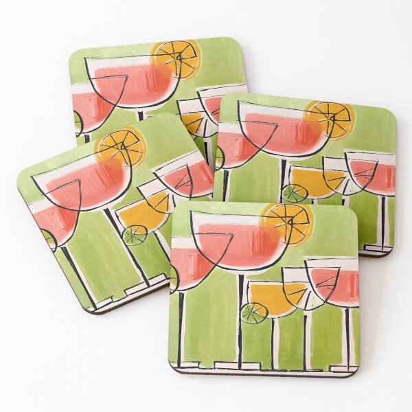 Item preview, Tropical Citrus Celebration- Pink and Orange Cocktails with Fresh Lemon and Lime on Vibrant Backdrop designed and sold by OlfactoART Studio.
