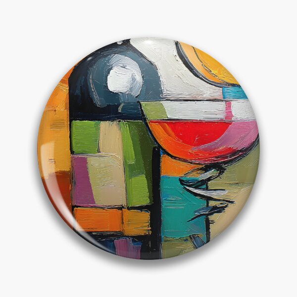 Item preview, Geometric Wine Expression - Bold Abstract Bottle and Glass in a Symphony of Color and Modern Form designed and sold by OlfactoART Studio.